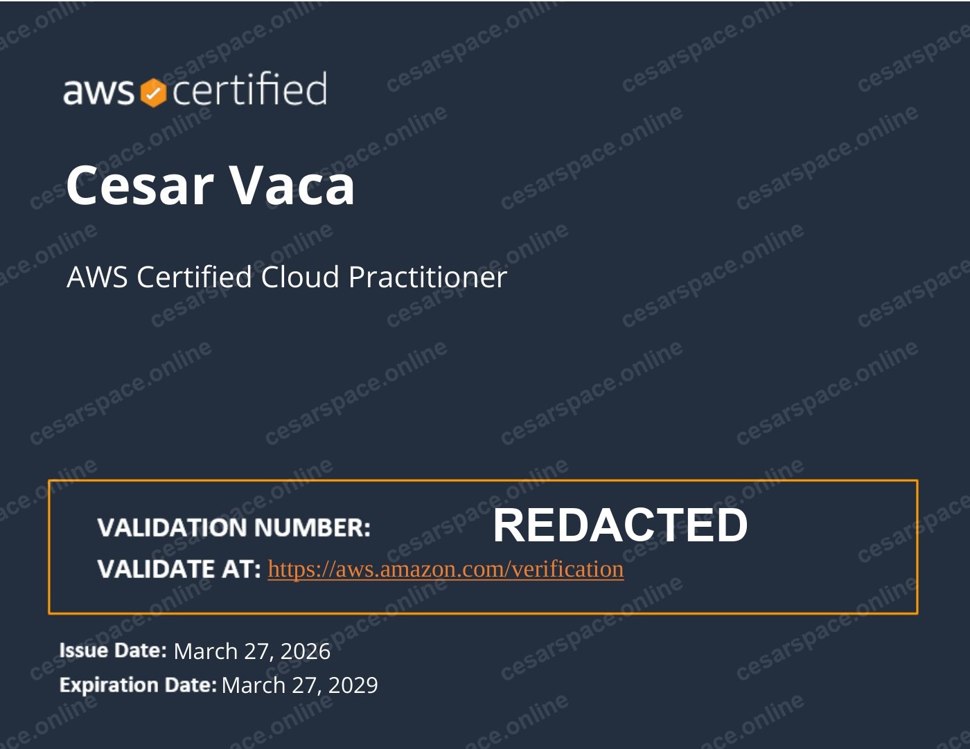 AWS Certified Cloud Practitioner certificate
